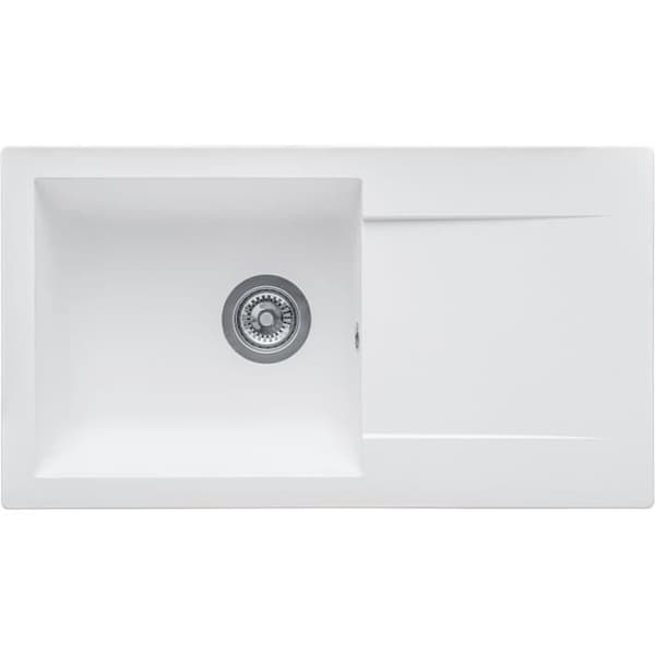STRADOUR Inbyggt diskbänk EINNA, i SMC WHITE UNI - 17, 1 skål, storlek 78 * 43,5 cm, manuellt avfall
