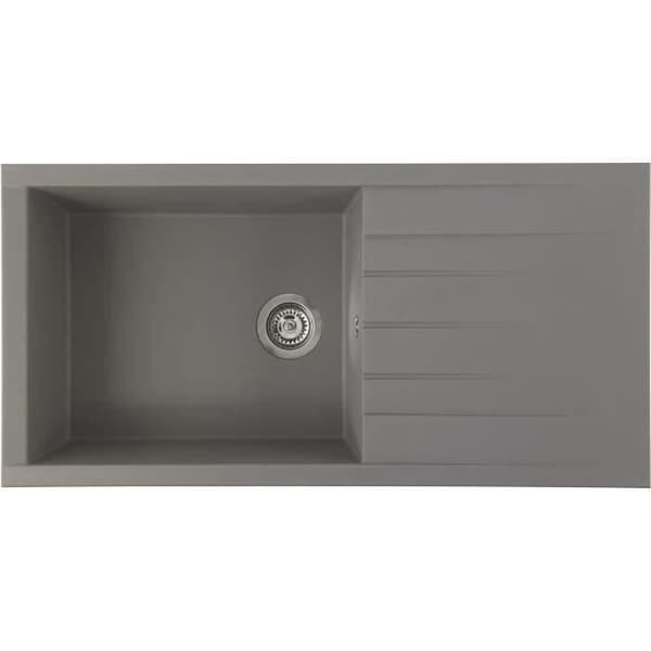 STRADOUR CUBE inbyggt diskbänk, i SMC GREY CONCRETE - 16, 1 skål, storlek 100 * 50 cm, manuellt avfall