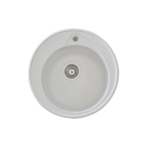 STRADOUR Inbyggt diskbänk RONDA, i SMC WHITE UNI - 17, 1 skål, storlek Ø 49 cm, manuellt avfall