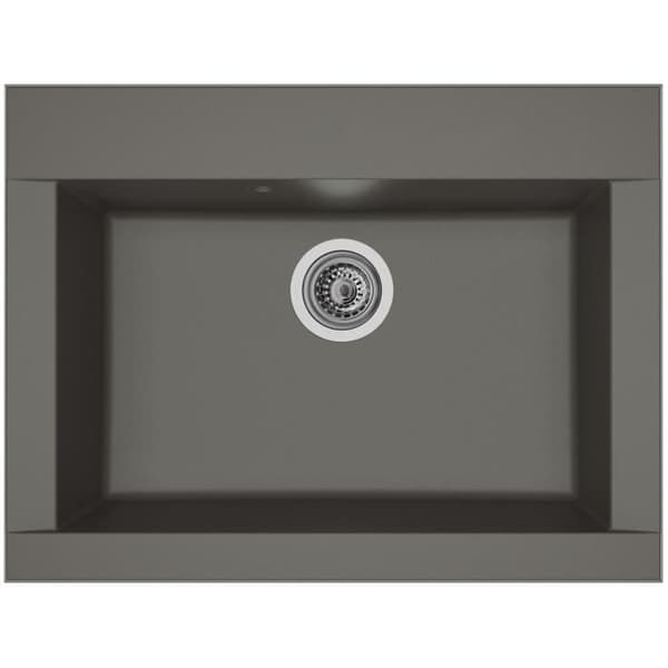 STRADOUR Inbyggt diskbänk 1 behållare utan Hexo-avlopp - Harts - 66 x 50 cm - Betonggrå