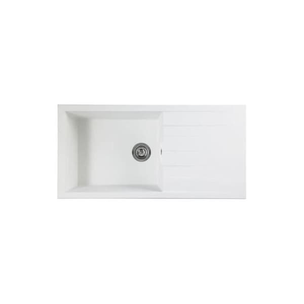 STRADOUR CUBE inbyggt diskbänk, i SMC WHITE UNI - 17, 1 skål, storlek 100 * 50 cm, manuellt avfall