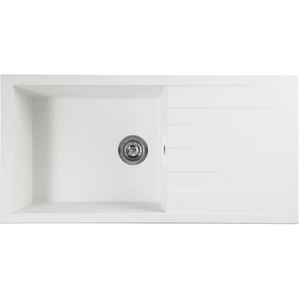 STRADOUR CUBE inbyggt diskbänk, i SMC WHITE UNI - 17, 1 skål, storlek 100 * 50 cm, manuellt avfall