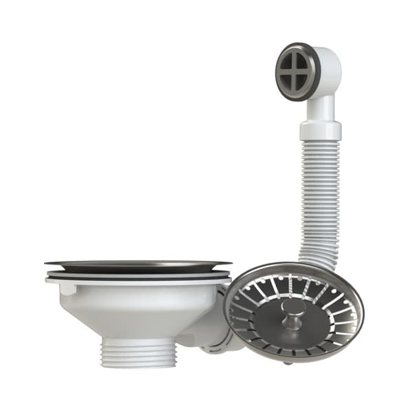 Viva Basket Strainer Waste With Overflow White One Size