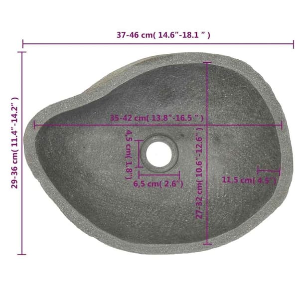 vidaXL Tvättställ flodsten oval (37-46)x(29-36) cm