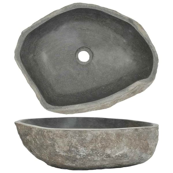 vidaXL håndvask (45-53)x(34-41) cm oval flodsten