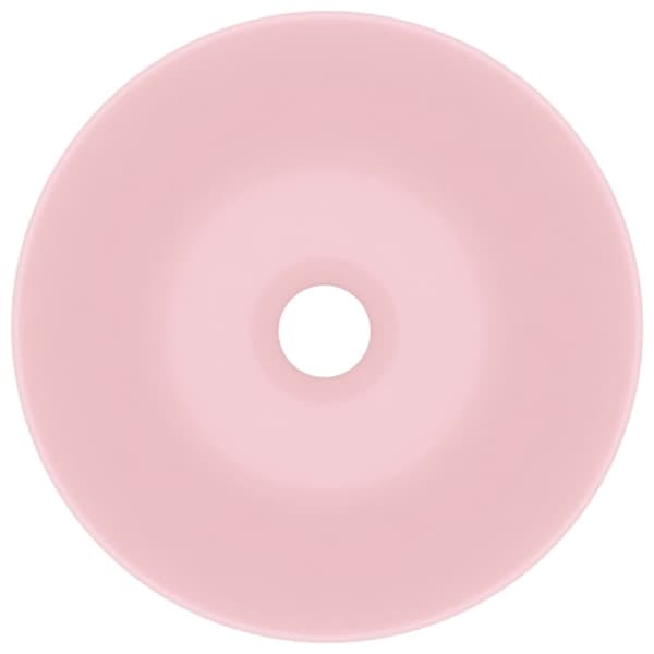 vidaXL keramisk håndvask til badeværelse rund mat pink