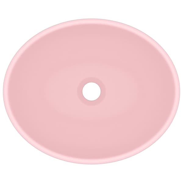 vidaXL luksuriøs håndvask 40x33 cm keramisk oval mat pink