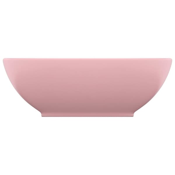 vidaXL Luksuriøs servant ovalformet matt rosa 40x33 cm keramisk