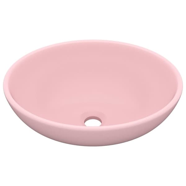 vidaXL Luksuriøs servant ovalformet matt rosa 40x33 cm keramisk