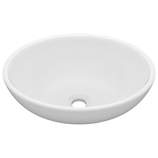 vidaXL Lyxigt ovalt handfat matt vit 40x33 cm keramik