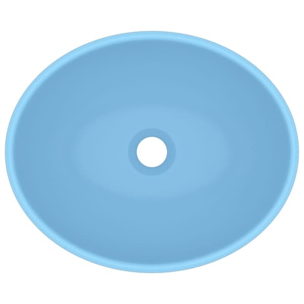 vidaXL luksuriøs håndvask 40x33 cm keramisk oval mat lyseblå