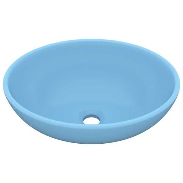vidaXL luksuriøs håndvask 40x33 cm keramisk oval mat lyseblå