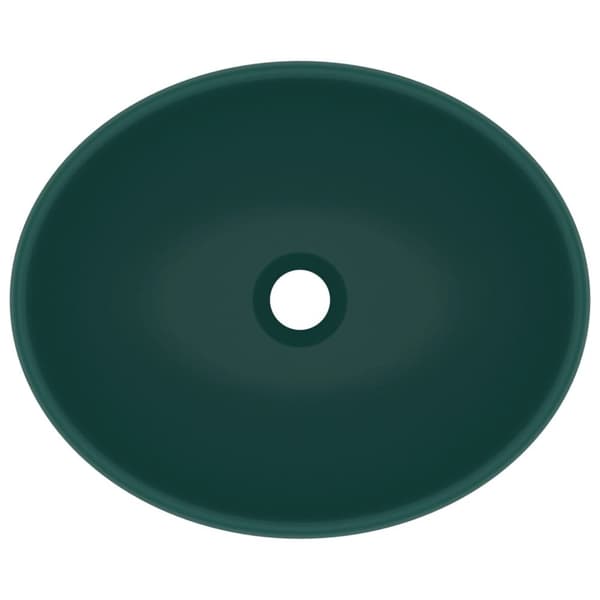 vidaXL luksuriøs håndvask 40x33 cm keramisk oval mat mørkegrøn