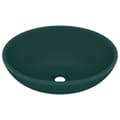 Miniatyrbillede 2 af 6: vidaXL luksuriøs håndvask 40x33 cm keramisk oval mat mørkegrøn
