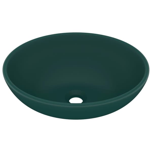 vidaXL luksuriøs håndvask 40x33 cm keramisk oval mat mørkegrøn