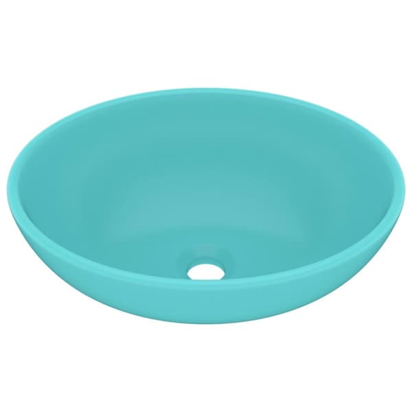 vidaXL luksuriøs håndvask 40x33 cm keramisk oval mat lysegrøn