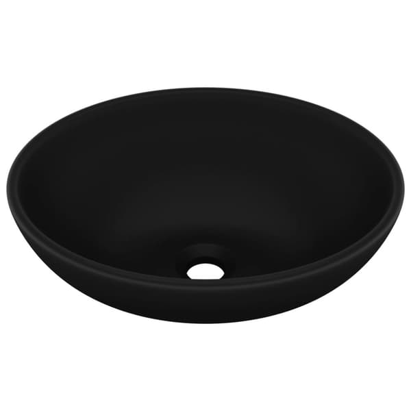 vidaXL luksuriøs håndvask 40x33 cm keramisk oval mat sort