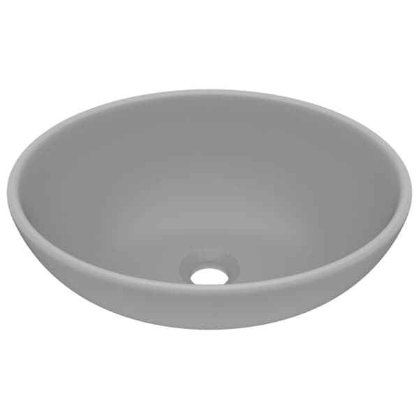 vidaXL Luksuriøs servant ovalformet matt lysegrå 40x33 cm keramisk
