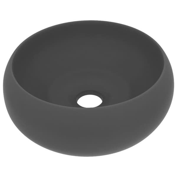 vidaXL Luksuriøs servant rund matt mørkegrå 40x15 cm keramisk