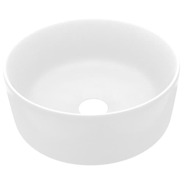 vidaXL Luksuriøs servant rund matt hvit 40x15 cm keramisk