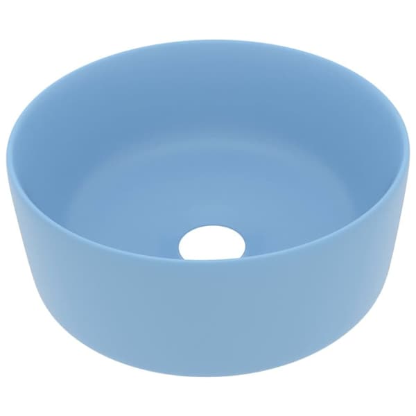vidaXL Luksuriøs servant rund matt lyseblå 40x15 cm keramisk