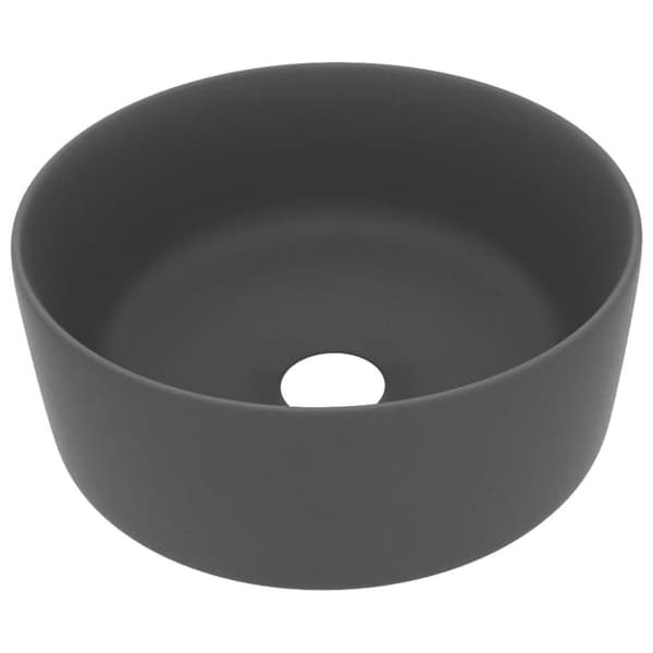 vidaXL Luksuriøs servant rund matt mørkegrå 40x15 cm keramisk