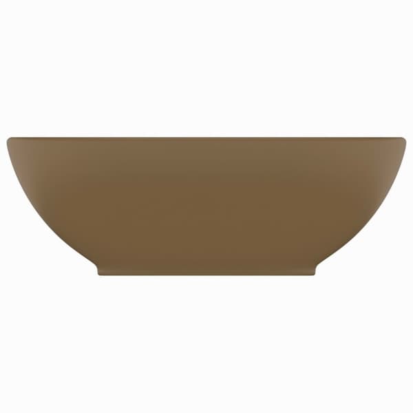 vidaXL luksuriøs håndvask 40x33 cm keramisk oval mat cremefarvet