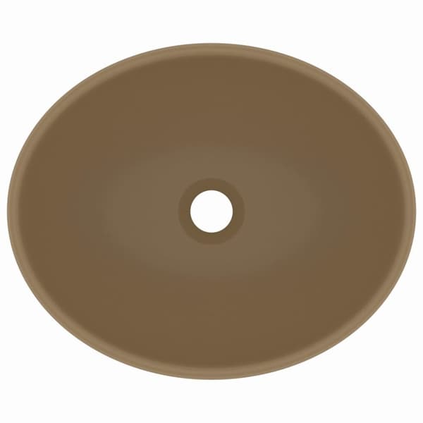 vidaXL luksuriøs håndvask 40x33 cm keramisk oval mat cremefarvet