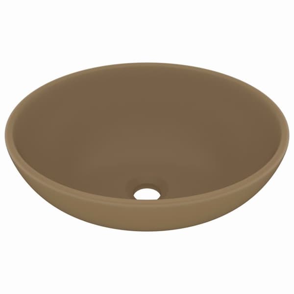 vidaXL luksuriøs håndvask 40x33 cm keramisk oval mat cremefarvet