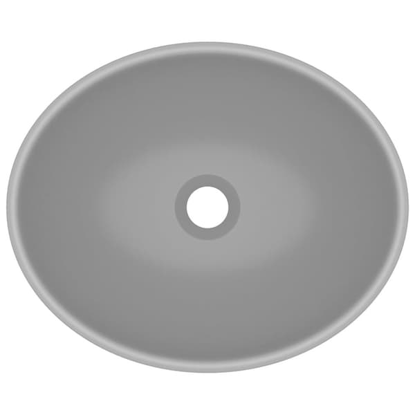 vidaXL luksuriøs håndvask 40x33 cm keramisk oval mat lysegrå