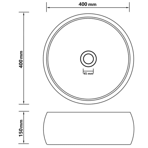 vidaXL luksuriøs håndvask 40x15 cm rund keramik mat sort