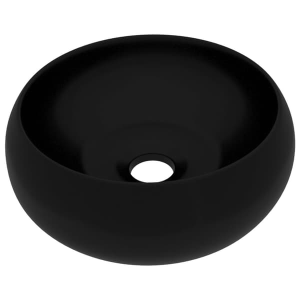 vidaXL luksuriøs håndvask 40x15 cm rund keramik mat sort