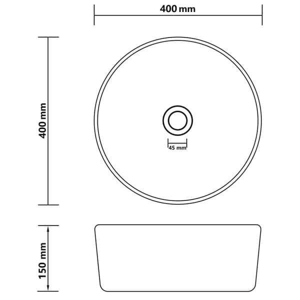 vidaXL luksuriøs håndvask 40x15 cm rund keramisk mat hvid