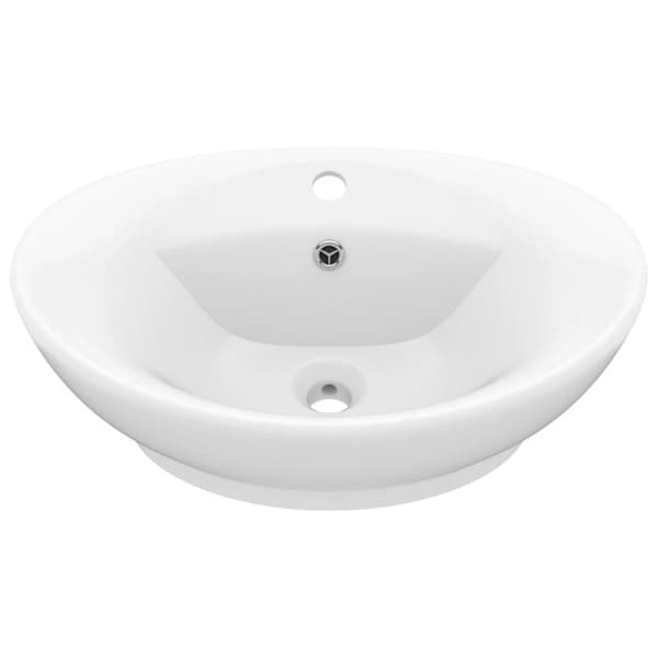 vidaXL luksuriøs håndvask overløb 58,5x39 cm keramisk oval mat hvid