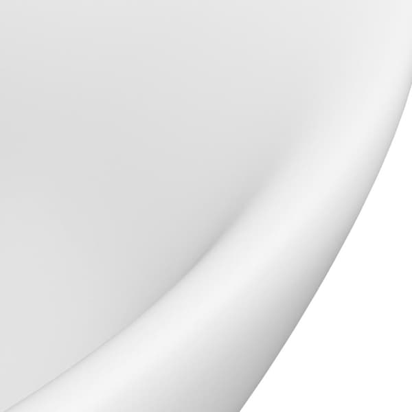 vidaXL Luksuriøs servant med overløp oval matt hvit 58,5x39cm keramisk