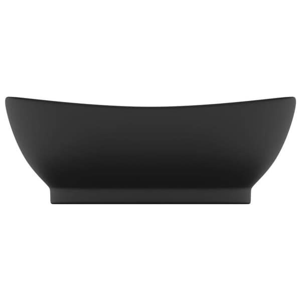 vidaXL Luksuriøs servant overløp oval matt svart 58,5x39 cm keramisk