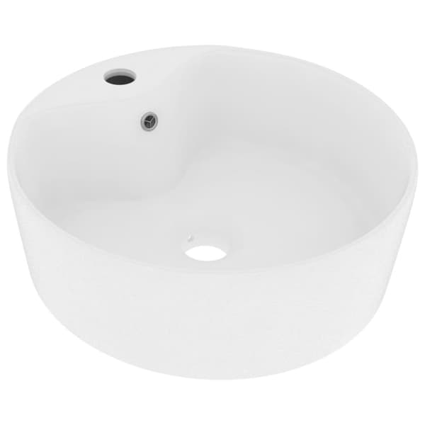 vidaXL luksuriøs håndvask med overløb 36x13 cm keramik mat hvid