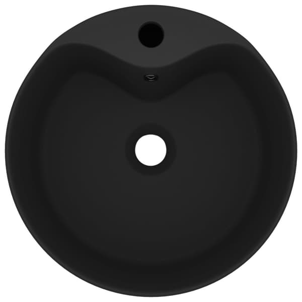 vidaXL luksuriøs håndvask med overløb 36x13 cm keramik mat sort