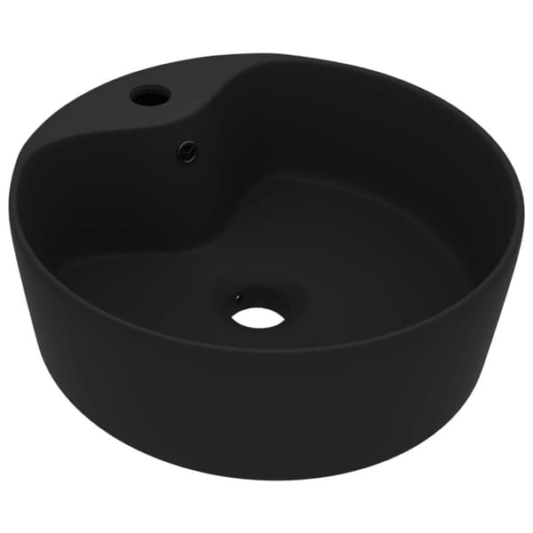 vidaXL luksuriøs håndvask med overløb 36x13 cm keramik mat sort