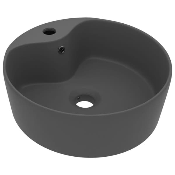 vidaXL luksuriøs håndvask med overløb 36x13 cm keramik mat mørkegrå