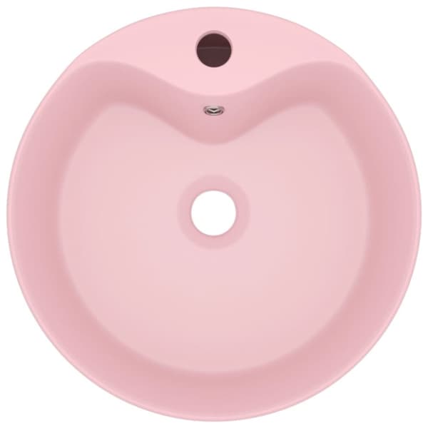 vidaXL luksuriøs håndvask med overløb 36x13 cm keramik mat pink