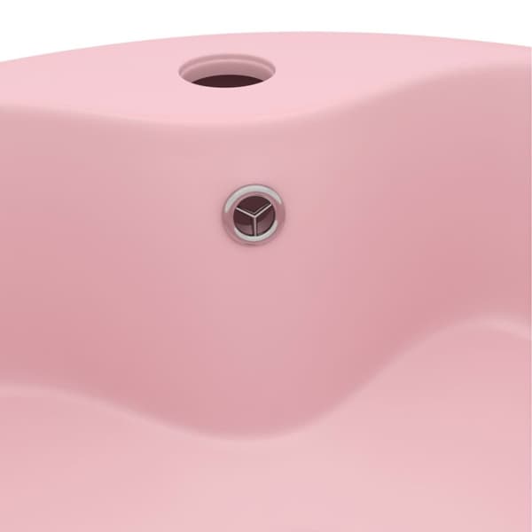 vidaXL luksuriøs håndvask med overløb 36x13 cm keramik mat pink