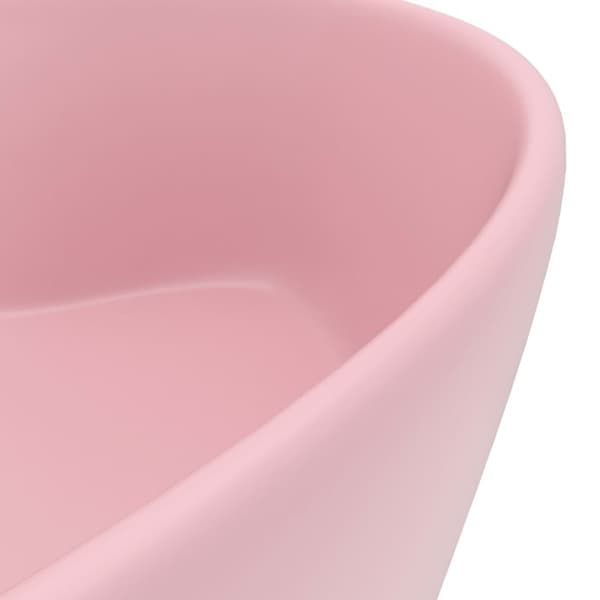 vidaXL luksuriøs håndvask med overløb 36x13 cm keramik mat pink