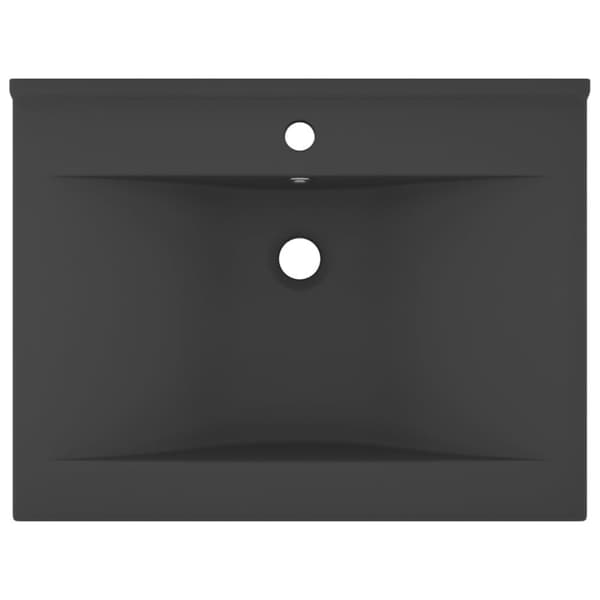 vidaXL luksuriøs håndvask vandhanehul 60x46 cm keramik mat mørkegrå