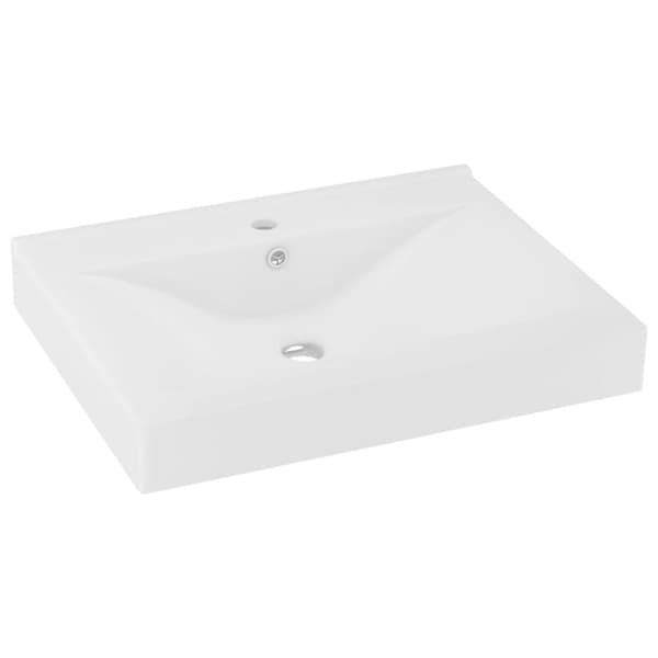 vidaXL luksuriøs håndvask med vandhanehul 60x46 cm keramisk mat hvid