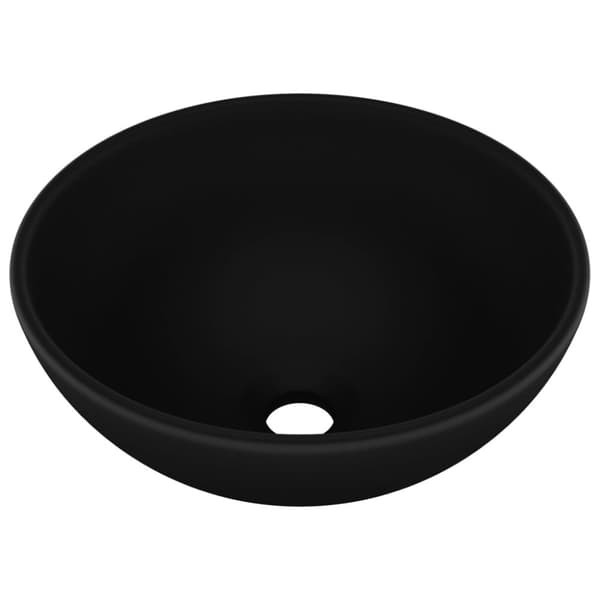 vidaXL luksuriøs håndvask 32,5x14 cm rund keramisk mat sort