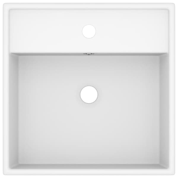 vidaXL Luksuriøs servant overløp firkantet matt hvit 41x41 cm keramisk