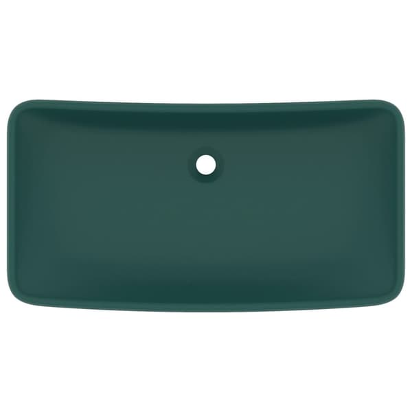 vidaXL Lyxigt rektangulärt handfat matt mörkgrön 71x38 cm keramik