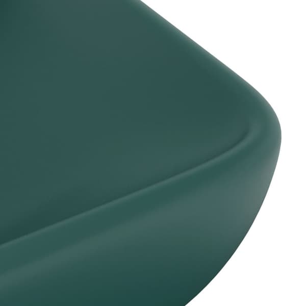 vidaXL Lyxigt rektangulärt handfat matt mörkgrön 71x38 cm keramik
