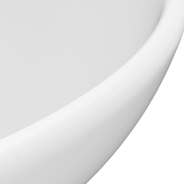 vidaXL Luksuriøs servant rund matt hvit 32,5x14 cm keramisk